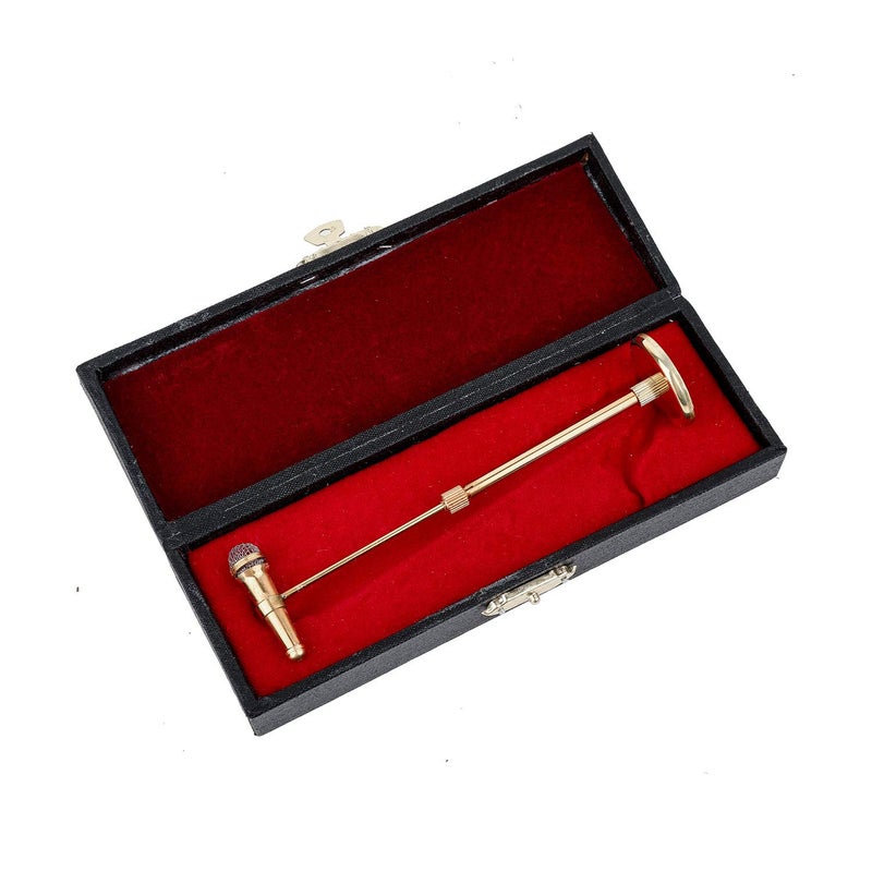 Dselvgvu Miniature Microphone with Case Mini Musical Instrument Microphone Replica Model Fit for 1:12 Action Figures Dollhouse Accessories Home Decoration Ornament (Gold, (Adjustable) 3.15"-5.12") - Image 3